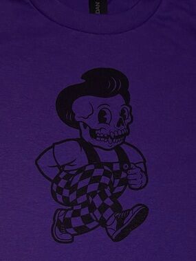 Skull Boy punk retro weird funny color lilac size small Unisex T-shirt